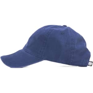 A navy blue cap with a curved brim and a small logo on the side.
