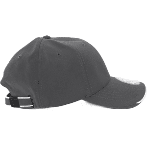 A grey 6-panel cap featuring cotton twill contrast piping and an adjustable strap at the back.