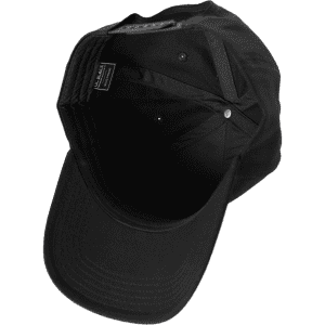 A black Prado 5 Panel Cotton Cap with a curved brim and Velcro closure. The interior lining is visible.
