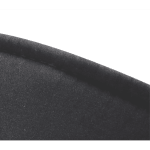 A black sun visor with a smooth curved edge and a fabric texture. It features a logo on the side.