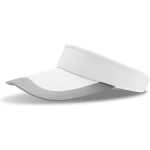 A white sun visor with a grey brim, designed for sun protection. It features a simple, unbranded design.