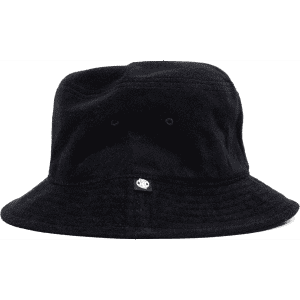 A black Terry Bucket Hat with a wide brim and a small logo on the side.