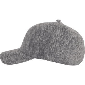 A grey cap with a smooth surface, featuring a curved brim and no visible seams. It has a logo on the side.