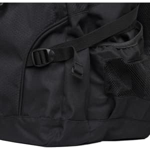 A black Kingston backpack featuring a side pocket with mesh detailing and adjustable straps.