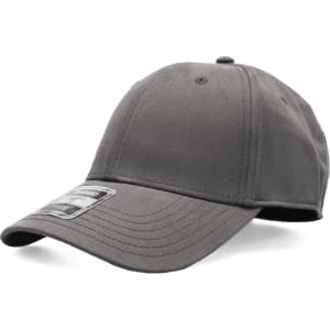 A cap in a grey colour featuring a logo on the front. It has a classic design with a curved brim.
