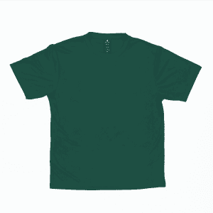 A green Core Tee featuring short sleeves and a round neckline, with a tag inside the collar.