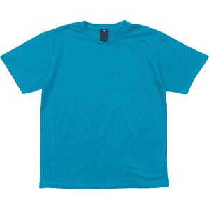 A turquoise essential tee with a round neck and short sleeves. Features a brand logo on the inside label.