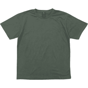 A green t-shirt with a classic crew neck design, featuring a logo on the label.