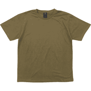 An olive green T-shirt with a classic fit and a small logo label on the neckline.