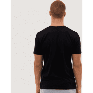 A black classic tee featuring short sleeves and a simple design, viewed from the back.