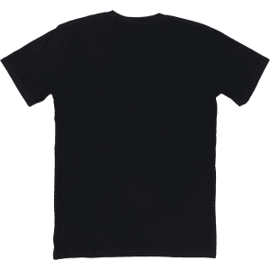 A black T-shirt with a plain back design. The shirt has no visible logos or branding.