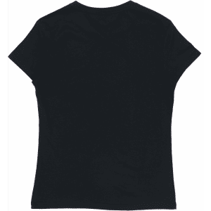 A women's black surf/essential tee featuring short sleeves and a fitted design, with a logo on the back.