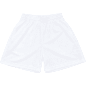 White shorts featuring an elastic waistband and a logo. Ideal for active wear and sports activities.
