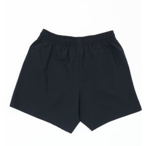 Black running shorts with an elastic waistband and a plain design. The shorts have a smooth finish and no visible logos.