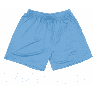 Light blue athletic shorts with an elastic waistband, featuring a simple design and no visible branding.