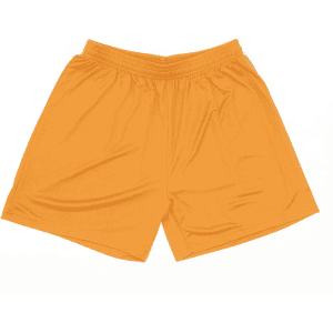 Bright orange shorts with an elastic waistband, featuring a simple design and lightweight fabric.