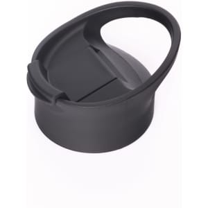 A drink bottle lid in black, designed for a stainless steel double wall bottle. Features a spout for easy pouring.