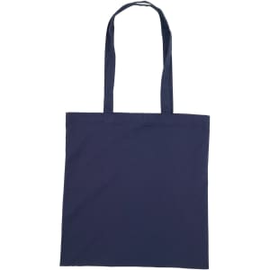 A navy blue cotton tote bag with two handles and no visible logos or branding.