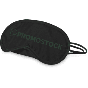 A black eye mask featuring a logo, designed for health and personal care purposes.