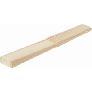 A bamboo hand fan in natural wood colour, featuring a simple, sleek design with a rounded tip.