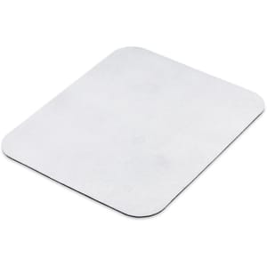 A rectangular neoprene mouse mat in light grey with a black edge, featuring a smooth surface and rounded corners.
