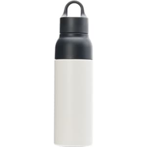 A drink bottle featuring a black lid and a white body, designed as a 500ml eco-friendly vacuum flask.