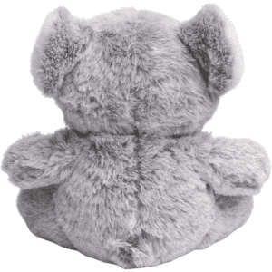 A grey koala plush toy with soft fur, featuring large ears and sitting with its arms outstretched.