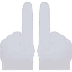 Full colour EVA foam hands in a raised position, featuring a smooth, soft texture and a logo.