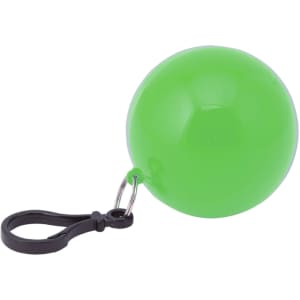 A green ball keyring with a black clip, ideal for attaching to bags or keys.