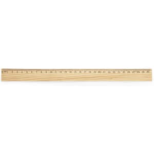 A 30cm wooden ruler with clear measurement markings in a light timber finish.