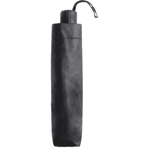 A black car sunshade umbrella with a sleek design and a pull cord for easy storage. It features a logo.