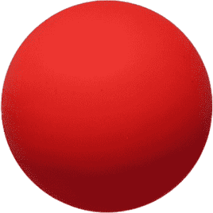 A red bouncy ball on a plain background. The ball is round and smooth in texture.