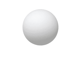 A white bouncy ball is shown, bouncing up and down against a plain background. It has no visible branding.