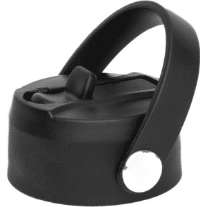 A drink bottle lid in black with a handle, designed for a vacuum bottle, featuring a closure mechanism.
