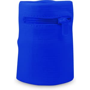 A bright blue sweat band with a zipper, featuring a simple design and no visible logos or branding.