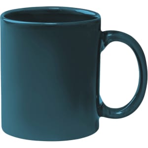 A coloured stoneware mug in dark teal with a C-handle, ideal for coffee or tea. Features a smooth, glossy finish.