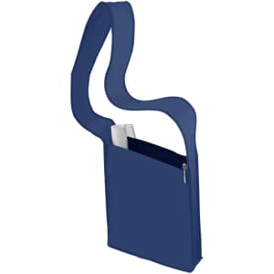 A blue Curl Sling Bag featuring a single strap and a zippered pocket. It has a simple, modern design.