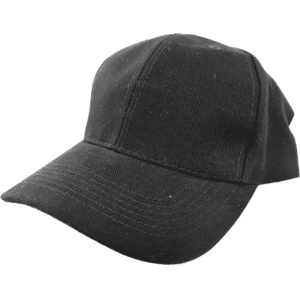 A black brushed cotton baseball cap with a curved peak and a logo on the front.