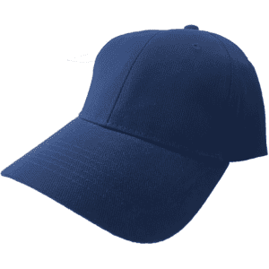 A navy blue brushed cotton baseball cap with a curved brim and a logo on the front.