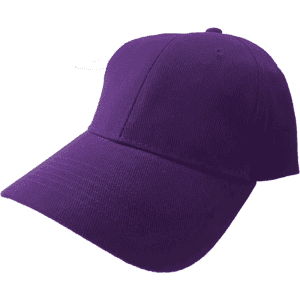 A purple brushed cotton baseball cap featuring a curved brim and a logo on the front.