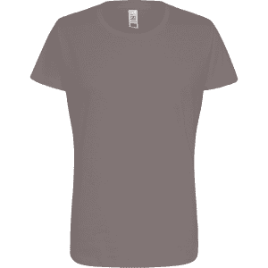 A women's essential tee in a muted grey colour, featuring a classic crew neckline and short sleeves.