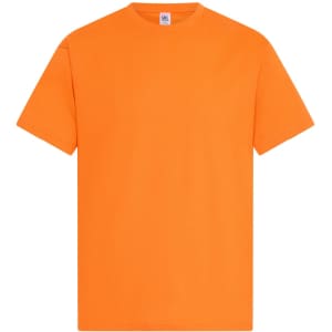 An orange short-sleeve T-shirt with a simple crew neckline and a small logo on the label.