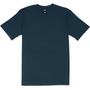A classic fit tee in a deep navy colour, featuring short sleeves and a standard crew neck. It has a logo tag.