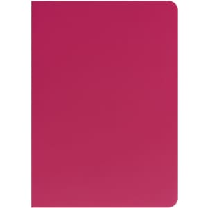 A5 thin notebook with a solid bright pink PU cover, featuring rounded edges and a logo on the front.