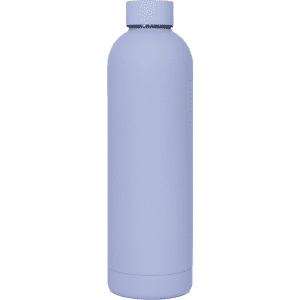 A drink bottle in soft purple hue, featuring a smooth finish and a secure screw-on lid. It has branding on the side.