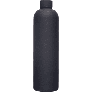 A drink bottle in matte black finish, featuring a single colour design and a simple shape.
