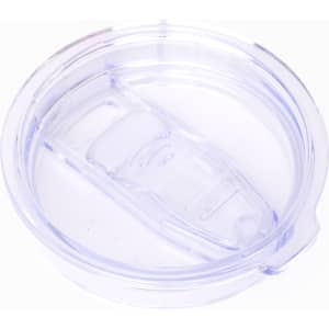 A clear plastic lid for a drink bottle, featuring a car-shaped design and a small opening for sipping.
