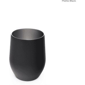 A drink bottle in matte black, featuring a sleek design and a branding logo. Ideal for travel and everyday use.