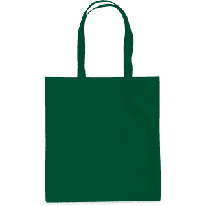 A dark green tote bag with two sturdy handles, featuring a simple design and no visible branding.