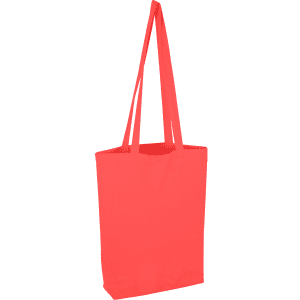 A long handle reusable grocery bag in bright red, featuring sturdy straps and a simple design.